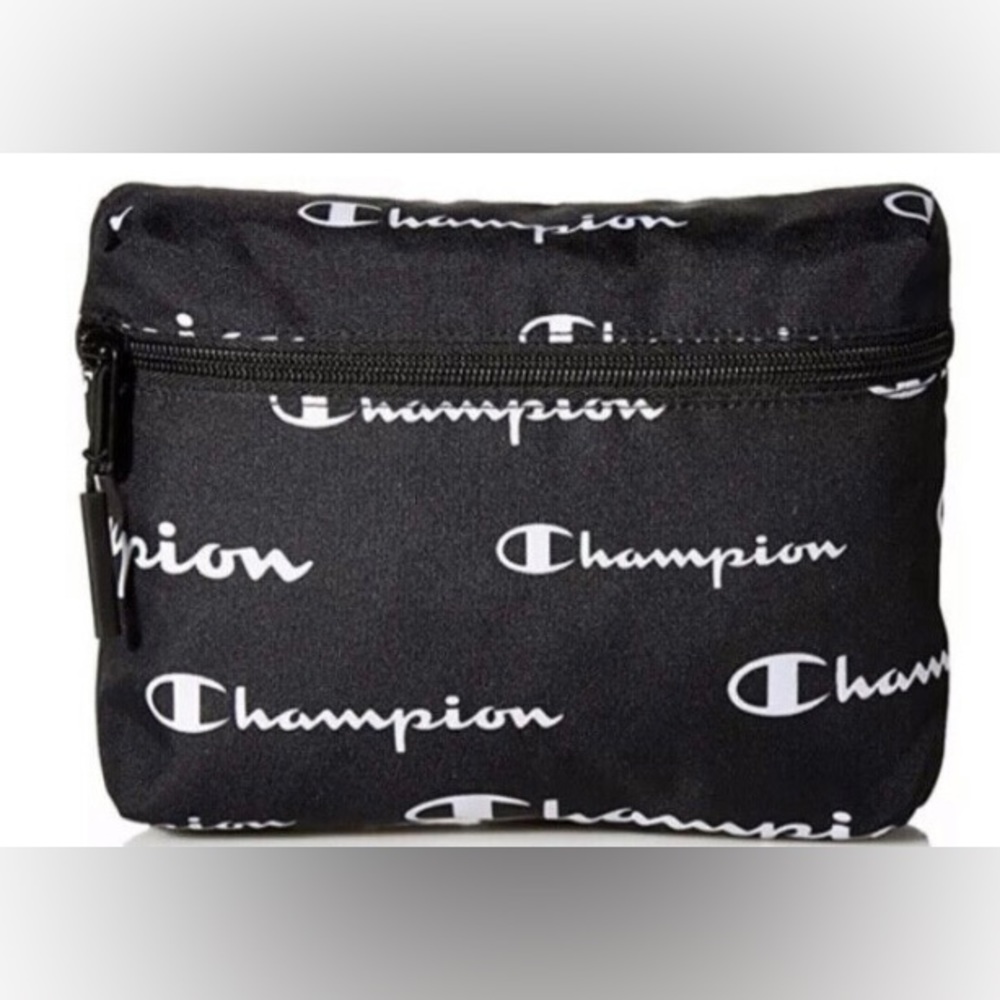 Champion Waist Pack Black With White Champion signature